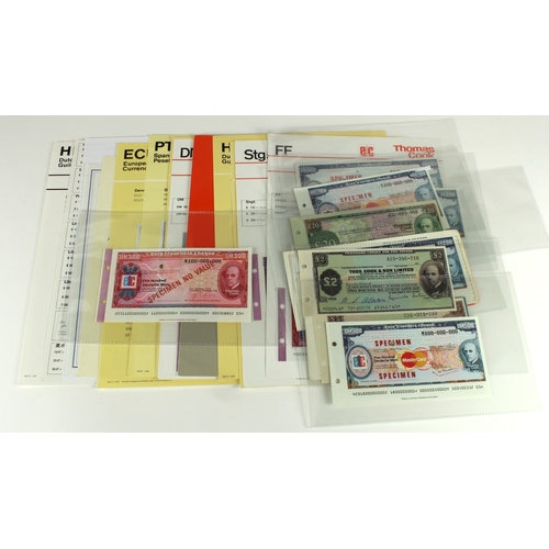 36 - European group of Travellers Cheque SPECIMEN's (24), a group of Thomas Cook SPECIMEN travellers cheq... 