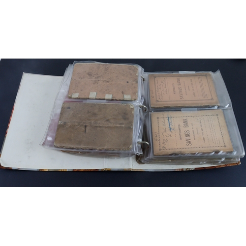 37 - Ledger Books/Pass Books (34), a collection in an album, including Yorkshire Penny Bank, Whitehaven S... 