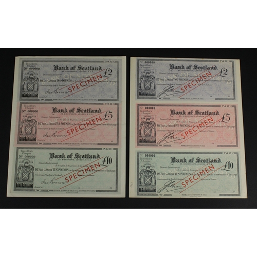 46 - Scotland Travellers Cheques (6), Bank of Scotland a rare group of SPECIMEN travellers cheques issued... 