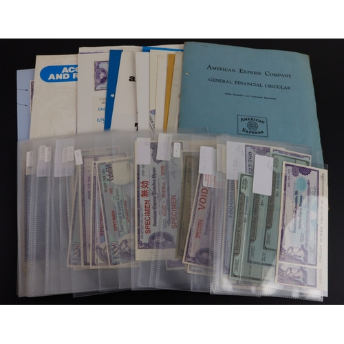 52 - Travellers Cheques (50+), a group of American Express SPECIMEN and issued travellers Cheques, a few ... 