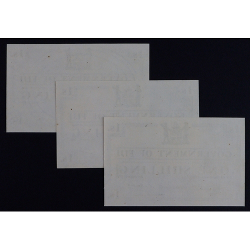 635 - Fiji 1 Shilling (3) dated 1st January 1942, unissued remainders without serial numbers (Pick48r1) sm... 