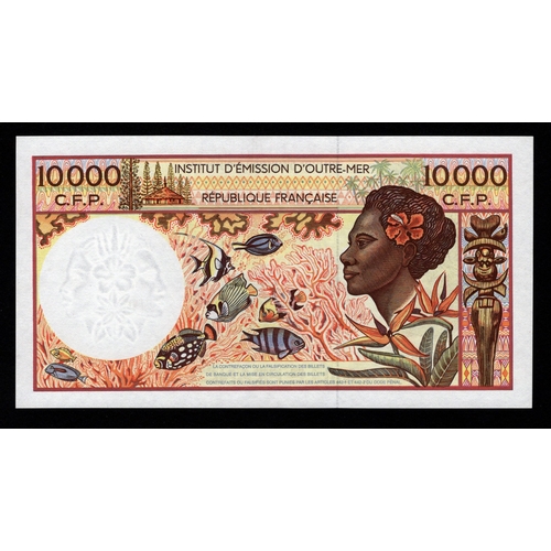 644 - French Pacific Territories 10000 Francs issued 1985, serial W.001 090258 (TBB B104e, Pick4e) pressed... 