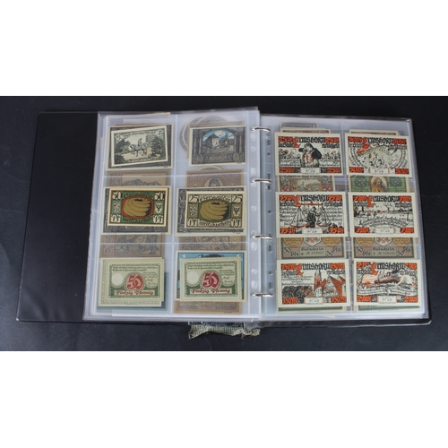 655 - Germany Notgeld (1200+), a mixed collection of town/city sets and individual notes in an album, many... 
