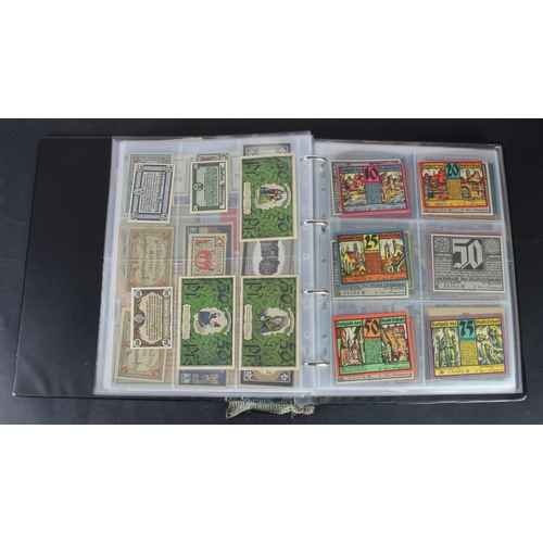 655 - Germany Notgeld (1200+), a mixed collection of town/city sets and individual notes in an album, many... 