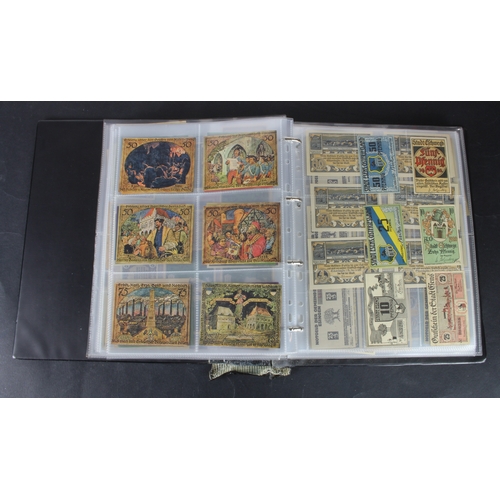 655 - Germany Notgeld (1200+), a mixed collection of town/city sets and individual notes in an album, many... 