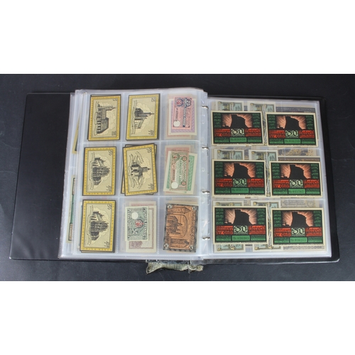 655 - Germany Notgeld (1200+), a mixed collection of town/city sets and individual notes in an album, many... 