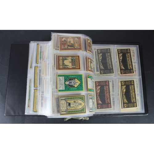 655 - Germany Notgeld (1200+), a mixed collection of town/city sets and individual notes in an album, many... 