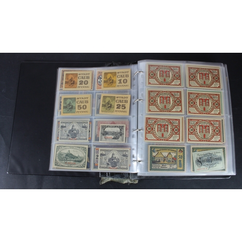 655 - Germany Notgeld (1200+), a mixed collection of town/city sets and individual notes in an album, many... 