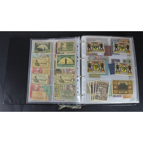 655 - Germany Notgeld (1200+), a mixed collection of town/city sets and individual notes in an album, many... 