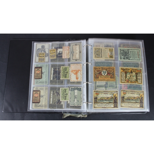 655 - Germany Notgeld (1200+), a mixed collection of town/city sets and individual notes in an album, many... 