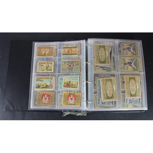 655 - Germany Notgeld (1200+), a mixed collection of town/city sets and individual notes in an album, many... 