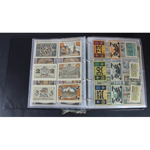 655 - Germany Notgeld (1200+), a mixed collection of town/city sets and individual notes in an album, many... 