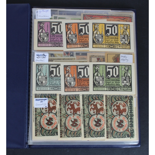 659 - Germany Notgeld (230) in album, a mixed collection of town/city sets and individual notes, in mixed ... 