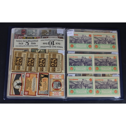 659 - Germany Notgeld (230) in album, a mixed collection of town/city sets and individual notes, in mixed ... 