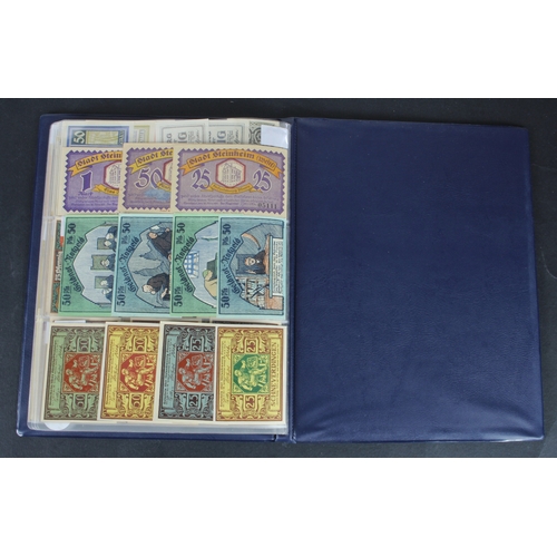 659 - Germany Notgeld (230) in album, a mixed collection of town/city sets and individual notes, in mixed ... 