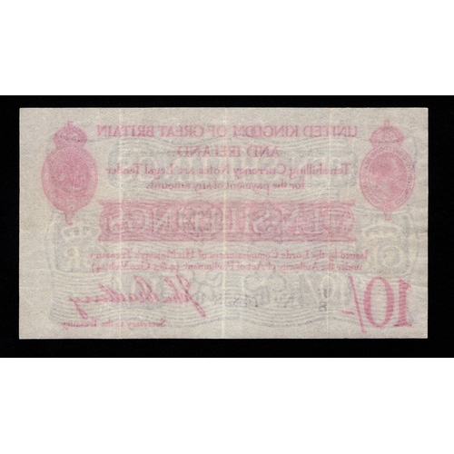 71 - Bradbury 10 Shillings (T12.1) issued 1915, 5 digit serial number F/8 74858 (T12.1, Pick348a) VF+