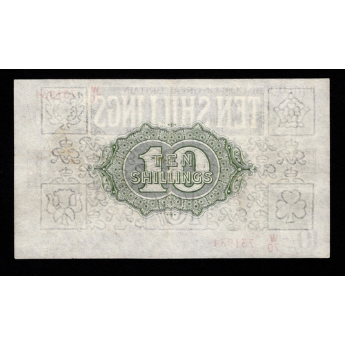 84 - Warren Fisher 10 Shillings (T33) issued 1927, LAST SERIES, serial W/70 731934, Great Britain & North... 