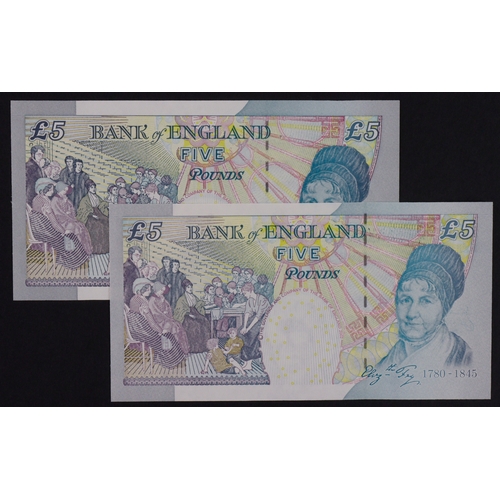 85 - Bailey & Lowther (2), overlapping prefix pair 'JB46', 5 Pounds issued 2004, rare FIRST RUN 'JB46' pr... 