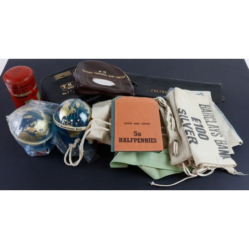 9 - Banking Ephemera, a mixed box with 2 x National Westminster Bank plastic globe money boxes, a Post O... 