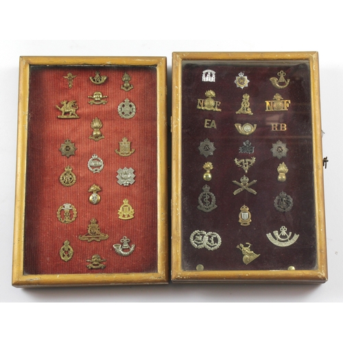 1030 - Badges two frames of collar badges various regiments.