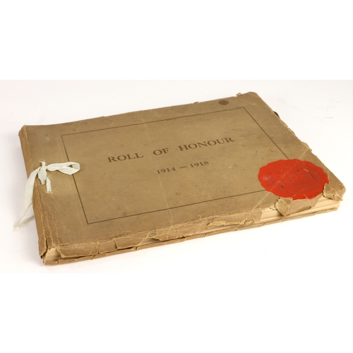 1045 - Book - Roll of Honour of the Corporation Employes who served in H.M. Forces 1914-1918.  Cover tatty