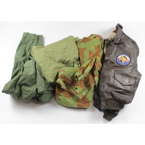 1056 - Box with Flight Jacket, Overalls and 3x pairs Camo Trousers