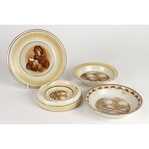 1061 - Bruce Bairnsfather 'old bill' commemorative ash tray, small bowls and plate  (4)  a/f