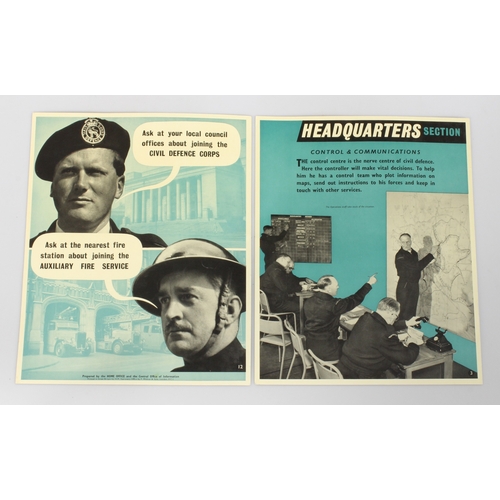 1073 - Civil Defence posters A3, King Geo. VI era 2x types.