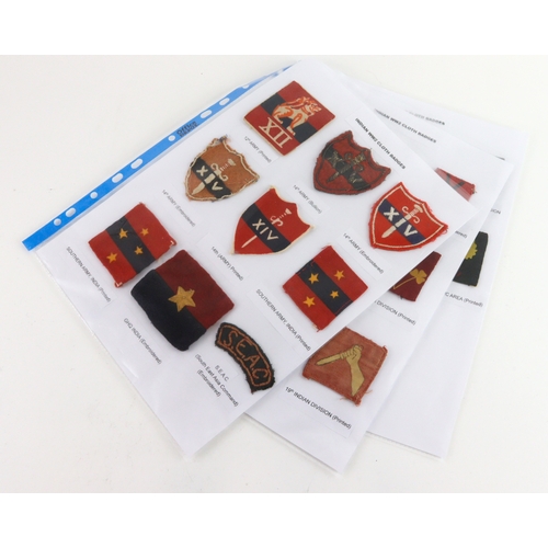 1077 - CLOTH BADGES – INDIAN WW2 CLOTH BADGES 24 formation signs and 1 shoulder title in excellent worn con... 