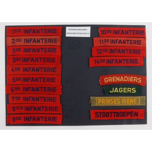 1079 - CLOTH BADGES – NETHERLANDS ARMY Shoulder Title badges in use between 1947 and 1951 to the 1st to 14t... 