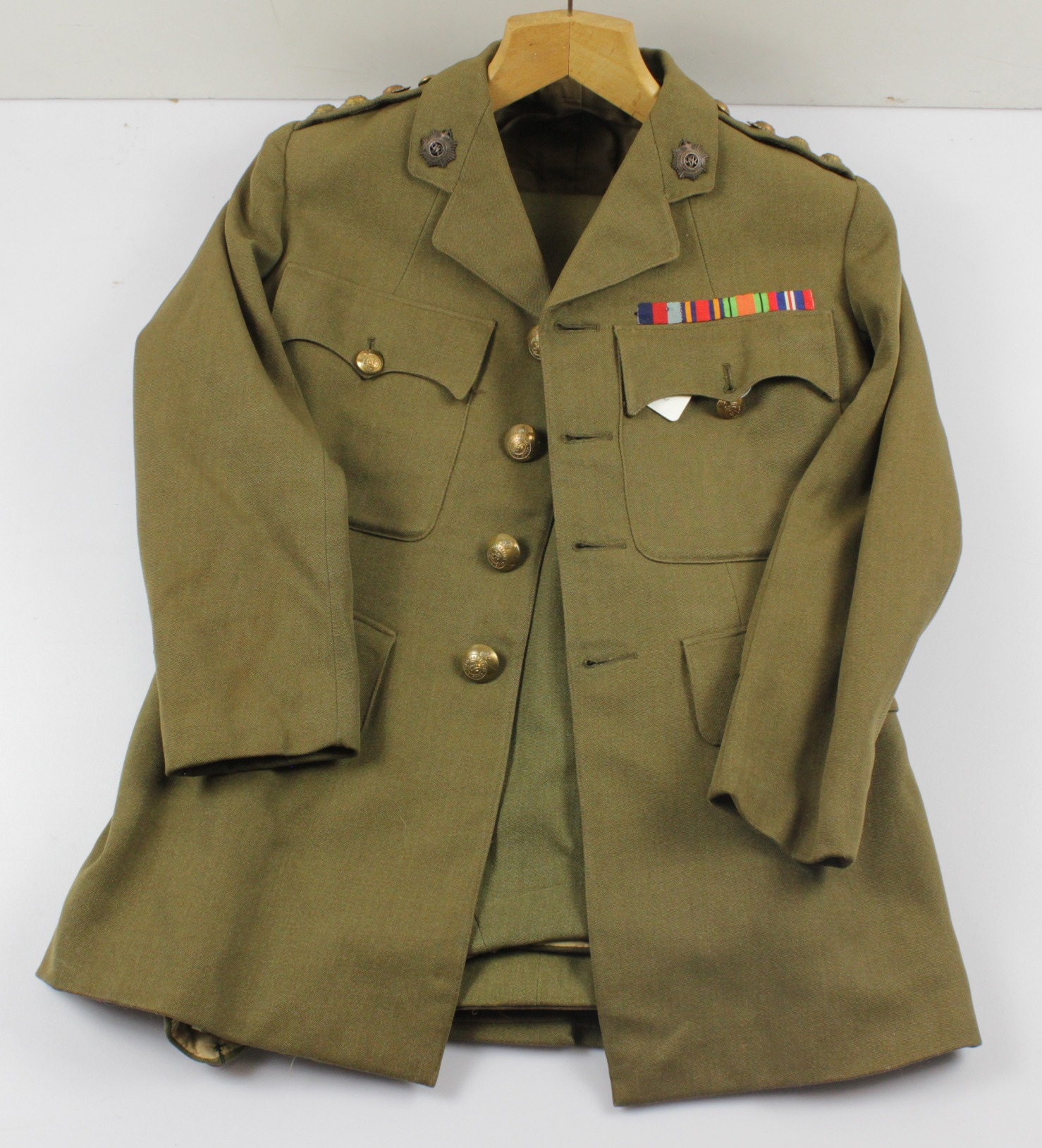 WW2 RASC captains service tunic with Burma group medal bar with ...