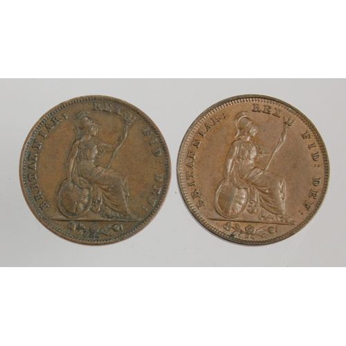 136 - Farthings (2): 1835 up/up EF, and 1837 VF.