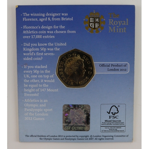 139 - Fifty Pence 2009 Blue Peter London Olympic Games Winner's Edition, BU in packaging.