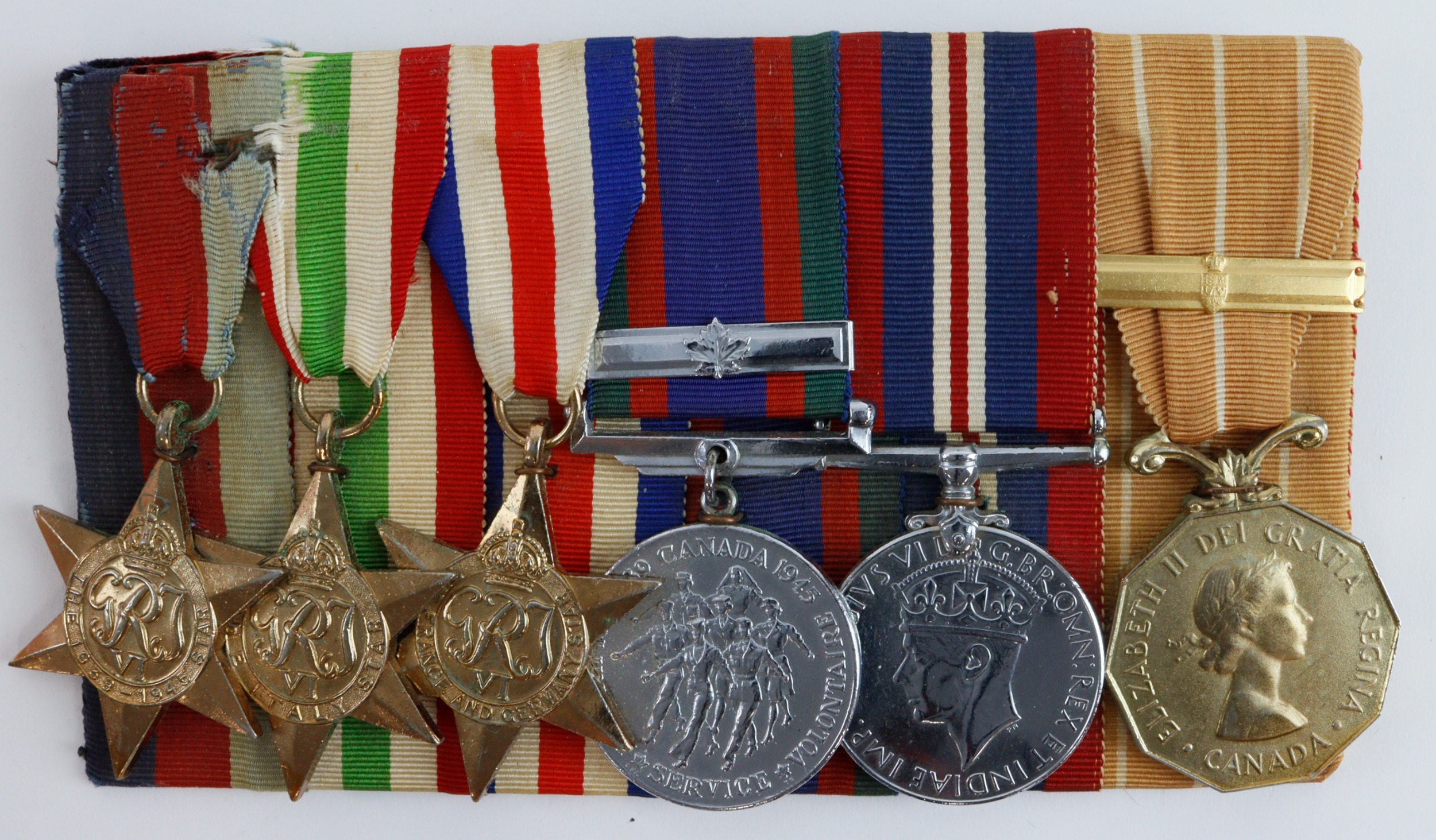 Group mounted as worn for (Sgt J P Ouellette) No 19068 served Regt de ...