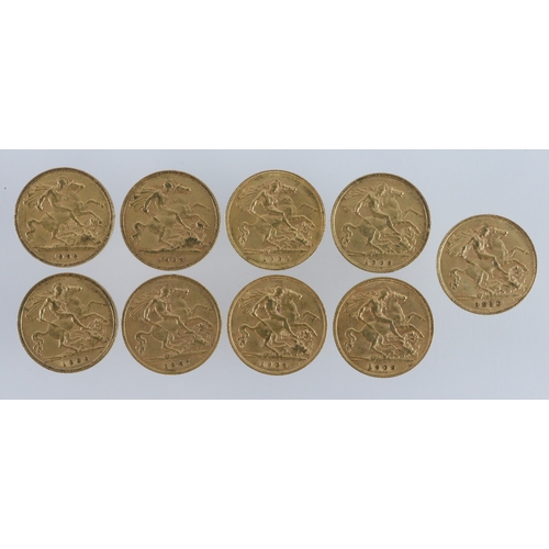 19 - Half Sovereigns (10) a date run from 1902 - 1910. Average VF