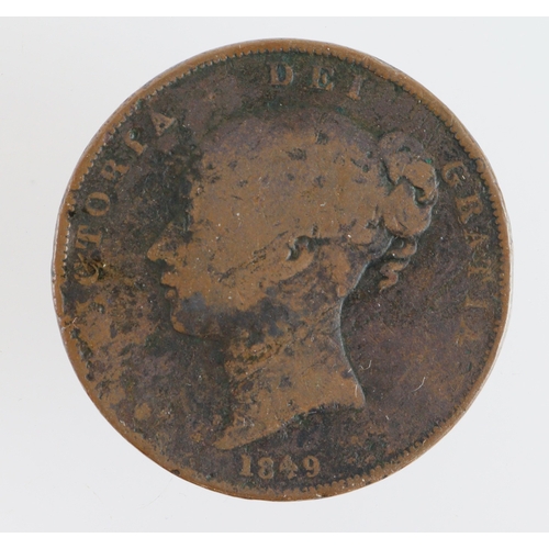 208 - Penny 1849 (rare date) fair/poor.