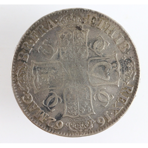 98 - Crown 1662 rose below bust, axis up/down, edge dated, S.3351, Fine.