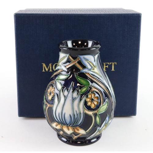 100 - Moorcroft 'Tribute to William Morris' pattern vase, dated 2004, makers marks to base, height 9.5cm a... 