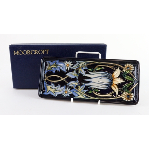 101 - Moorcroft 'Tribute to William Morris' rectangular tray, dated 2004, makers marks to base, length 20c... 