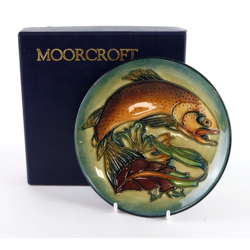 103 - Moorcroft 'Trout' pattern plate, dated 1998, makers marks to base, diameter 16cm approx., contained ... 