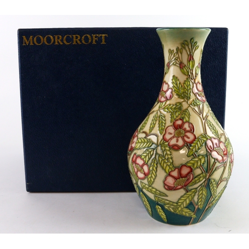 104 - Moorcroft vase (pattern unknown, dated 7-5-03, makers marks to base, height 20cm approx., contained ... 