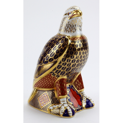 120 - Royal Crown Derby 'Eagle' paperweight, gold stopper and makers marks to base, height 16cm approx.