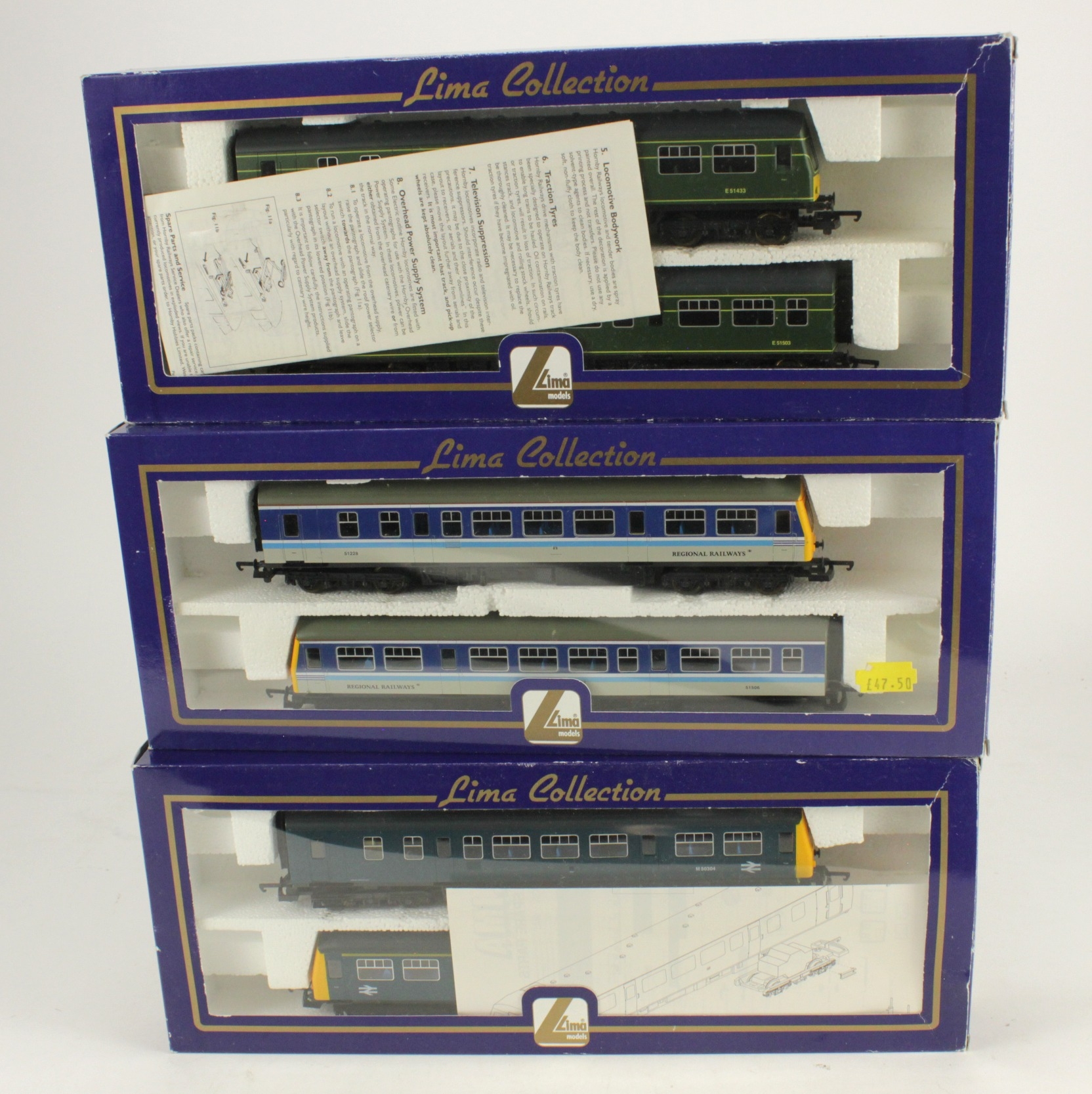 Lima. Three boxed Lima OO gauge DMU 101 sets, comprising 149897, 149899 ...