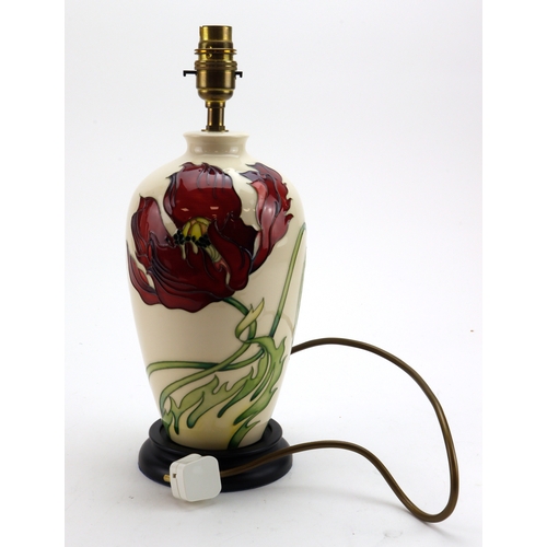 75 - Moorcroft 'Dancing Flame' pattern lamp base, makers marks to base, height 33cm approx.