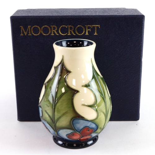 79 - Moorcroft 'Holly' pattern vase (Trial), dated 12-8-04, makers marks to base, height 9.5cm approx., c... 