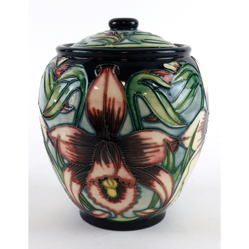 85 - Moorcroft limited edition 'Aphrodite' pattern lidded jar, designed by Shirley Hayes, dated 2003, lim... 