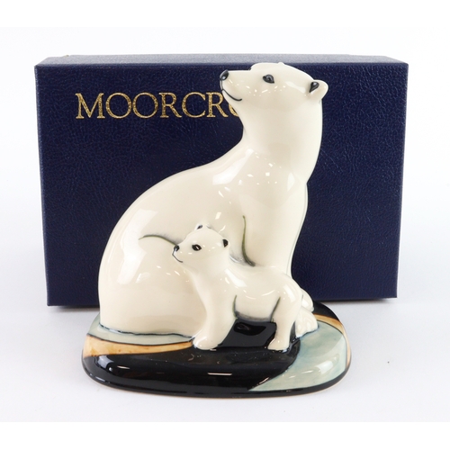 91 - Moorcroft Polar Bear & Cub figure, dated 2009, makers marks to base, height 13cm approx., contained ... 