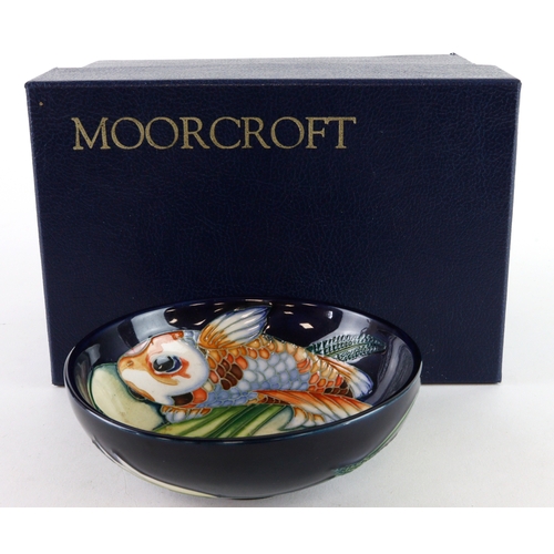 93 - Moorcroft 'Quiet Waters' pattern dish, dated 2002, makers marks to base, diameter 11.5cm approx., co... 