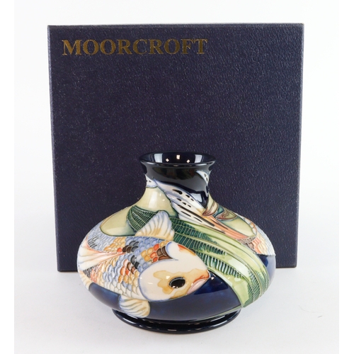 94 - Moorcroft 'Quiet Waters' pattern squat vase, dated 2002, makers marks to base, height 10cm approx., ... 