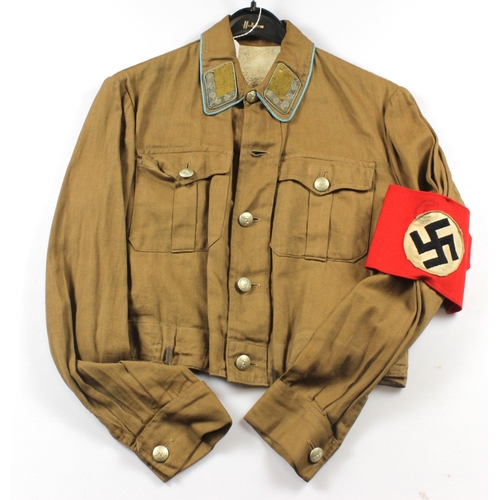 SA Short jacket. Light blue triess. Rank Collar Tabs, with NSDAP ...